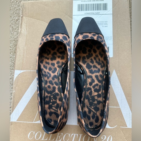 Zara Women Cap Toe Animal Print Ballet Flats - Picture 2 of 4